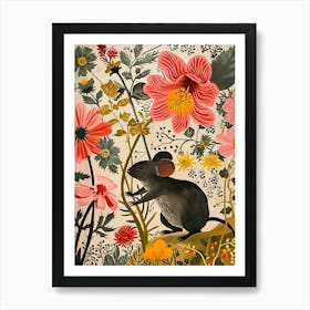 Floral Animal Painting Mouse 4 Art Print