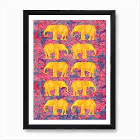 Golden Elephants Art Print