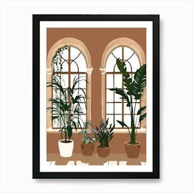 Vector Illustration Of A Living Room With Plants Art Print