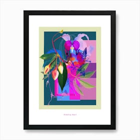 Bleeding Heart (Dicentra) Neon Flower Collage Poster Art Print