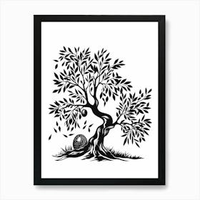 Olive Tree Simple Geometric Nature Stencil 2 1 Art Print