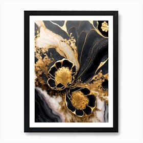 Black And Gold Abstract Painting 1 Art Print