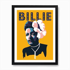 Billie Holiday Jazz Icon Yellow Art Print
