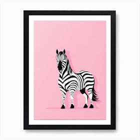 Zebra On Solid pin Background, modern animal art, Art Print