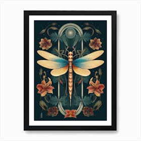 Dragonfly Botanical Vintage Illustration 7 Art Print