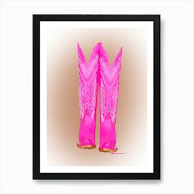 Pink Cowgirl Boots Art Print