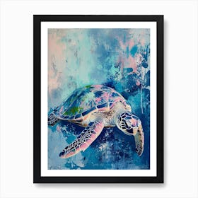 A Blue Sea Turtle Swimming Art Print