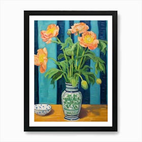 Flowers In A Vase Still Life Painting Peony 1 Art Print