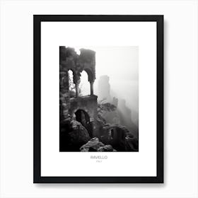 Poster Of Ravello, Italy, Black And White Photo 1 Art Print