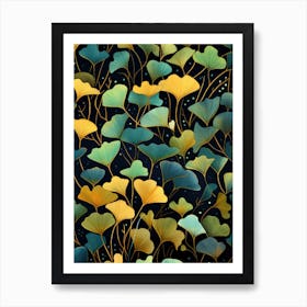 Ginkgo Leaves Seamless Pattern 1 Art Print