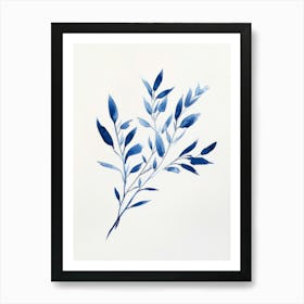 Blue Watercolor Leaf Art Print