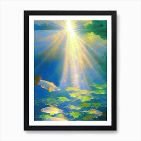 Tancho Sanke 1, Koi Fish Monet Style Classic Painting Art Print