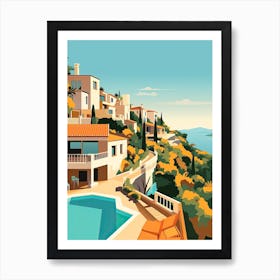 Costa Del Sol, Spain, Flat Illustration 4 Art Print