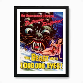 Funny Movie Poster, The Beast With One Million Eyes Art Print