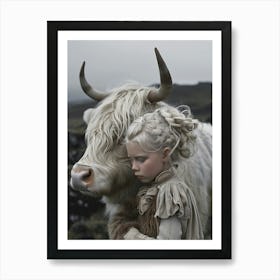 Girl With A Cow Art Print