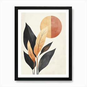 Sunset With Leaves Art Print