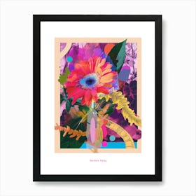 Gerbera Daisy 1 Neon Flower Collage Poster Art Print