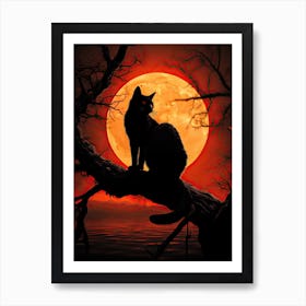 Full Moon Cat Art Print