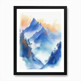 Watercolor Of Mountains Poster