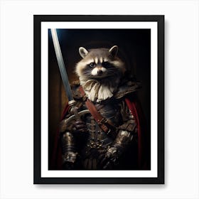 Vintage Portrait Of A Barbados Raccoon Dressed As A Knight 2 Art Print