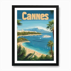 Aihrgdesign A Retro Travel Poster For Cannes Featuring The Sc 64b91f0b 8a9d 443a B17f 8bf308e695a6 0 Art Print