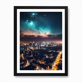Night Sky Over City Art Print
