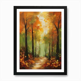 Abstract Autumn Forest،
Inspired by a stroll through an autumn forest, this abstract painting is a beautiful depiction of tall, slender trees with leaves in various stages of color change..1 Art Print