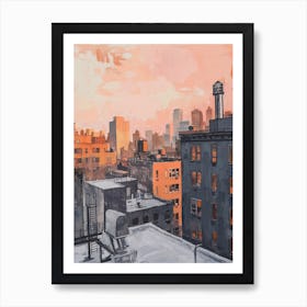 New York Rooftops Morning Skyline 1 Art Print