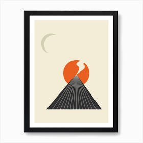 Volcano In Moonlight Abstract Minimal Art Print