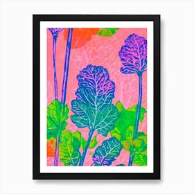 Collard Greens Risograph Retro Poster vegetable Art Print