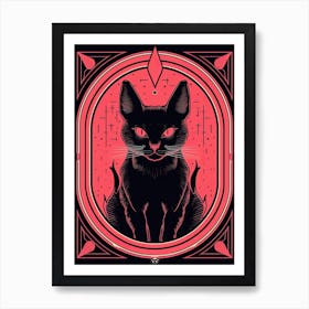 The Devil Tarot Card, Black Cat In Pink 0 Art Print