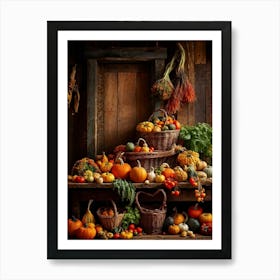 Autumn Vegetables In Baskets Art Print