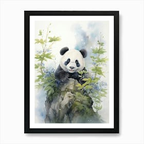 Panda Art Painting Watercolour 3 Art Print