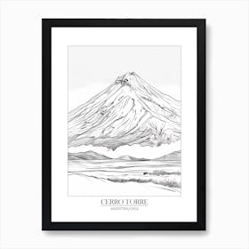 Cerro Torre Argentina Chile Line Drawing 7 Poster Art Print