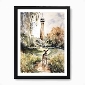 Painting Of A Dog In Kew Gardens, United Kingdom In The Style Of Watercolour 01 Art Print