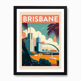 Brisbane Vintage Travel Poster Art Print