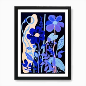 Blue Flower Illustration Iris 2 Art Print