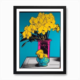 Orchids Still Life 2 Pop Art  Art Print