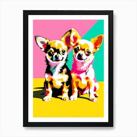 'Chihuahua Pups' , This Contemporary art brings POP Art and Flat Vector Art Together, Colorful, Home Decor, Kids Room Decor,  Animal Art, Puppy Bank - 28th Art Print