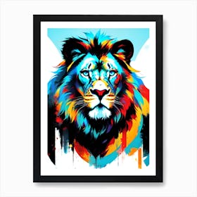 Colorful Lion Painting Affiche