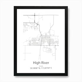 High River,Canada Minimalist Map Art Print