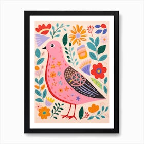 Pink Scandi Dove 4 Art Print