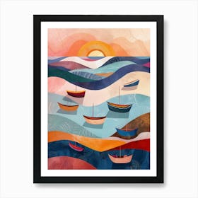 Boats In The Sea Art Print