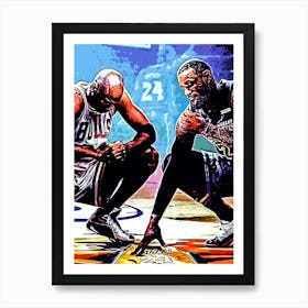 Chicago Bulls And Los Angeles Lakers Art Print