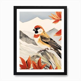 Bird Illustration Sparrow 1 Art Print