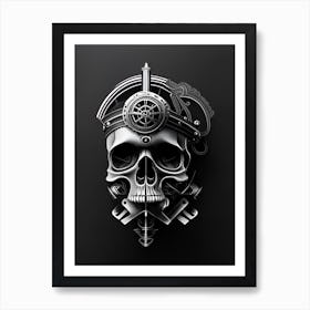 Skull With Geometric 1 Designs Pink Stream Punk Art Print