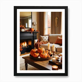 Living Room With Pumpkins Art Print