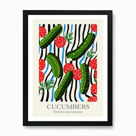 Marche Aux Legumes Cucumbers Summer Illustration 1 Art Print