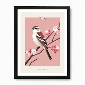 Minimalist House Sparrow 1 Bird Poster Art Print