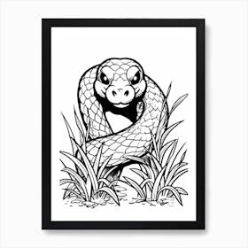 Line Art Jungle Animal Bushmaster Snake 1 Art Print